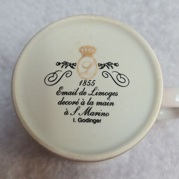 Vintage Email de Limoges 1855 Lion Mug by I. Godinger – Hand-Painted Porcelain - Picture 8 of 12